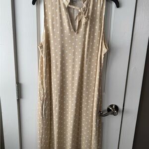 Polka Dot Sleeveless Dress - Beige